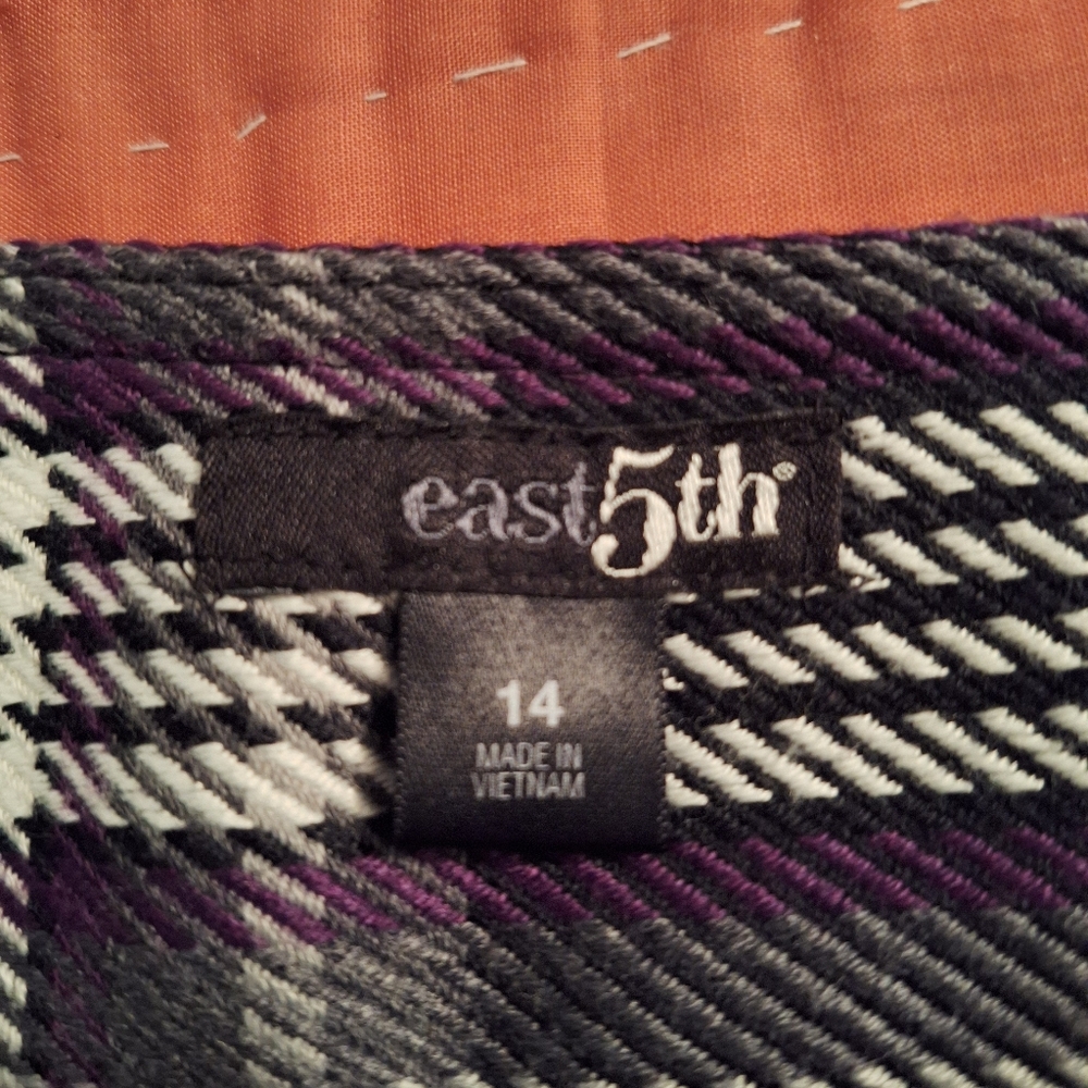 East 5th Women's Plaid A-Line Maxi Skirt - Black/White/Purple Size 14 - Picture 2 of 6